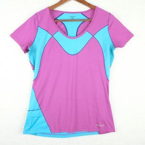 Patagonia T Shirt Womens Medium Blue Purple Short Sleeve Performance Athletic